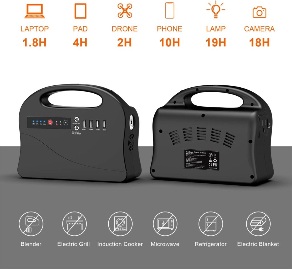 Enginstar Portable Power Station 120Wh, 100W Solar Generator with 110V AC Outlet, 60W Foldable Solar Panel, Carrying Bag Battery Pack Bank for Emergency Home Outdoor Camping RV