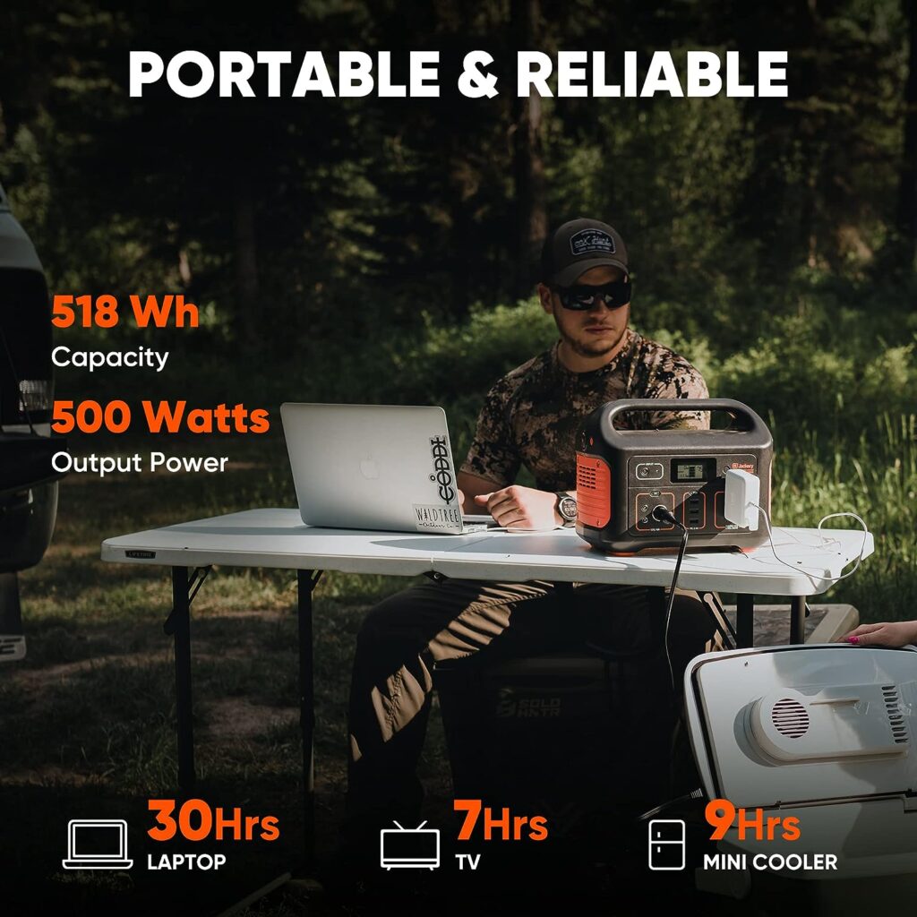 Jackery Solar Generator Explorer 500, 518Wh Portable Power Station Mobile Lithium Battery Pack with 1xSolarSaga 100 for RV Road Trip Camping, Outdoor Adventure