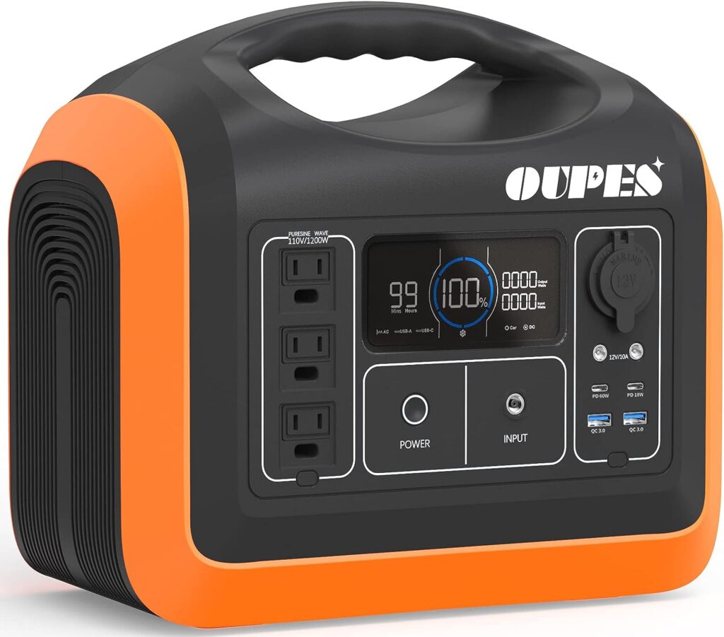 OUPES 1200W Portable Power Station, Solar Generator 992Wh LiFePO4 Battery Backup Solar Powered Generators Quick Charge Pure Sine Wave 110V AC Outlet Powerbank for Home Use Camping Outdoors Travel