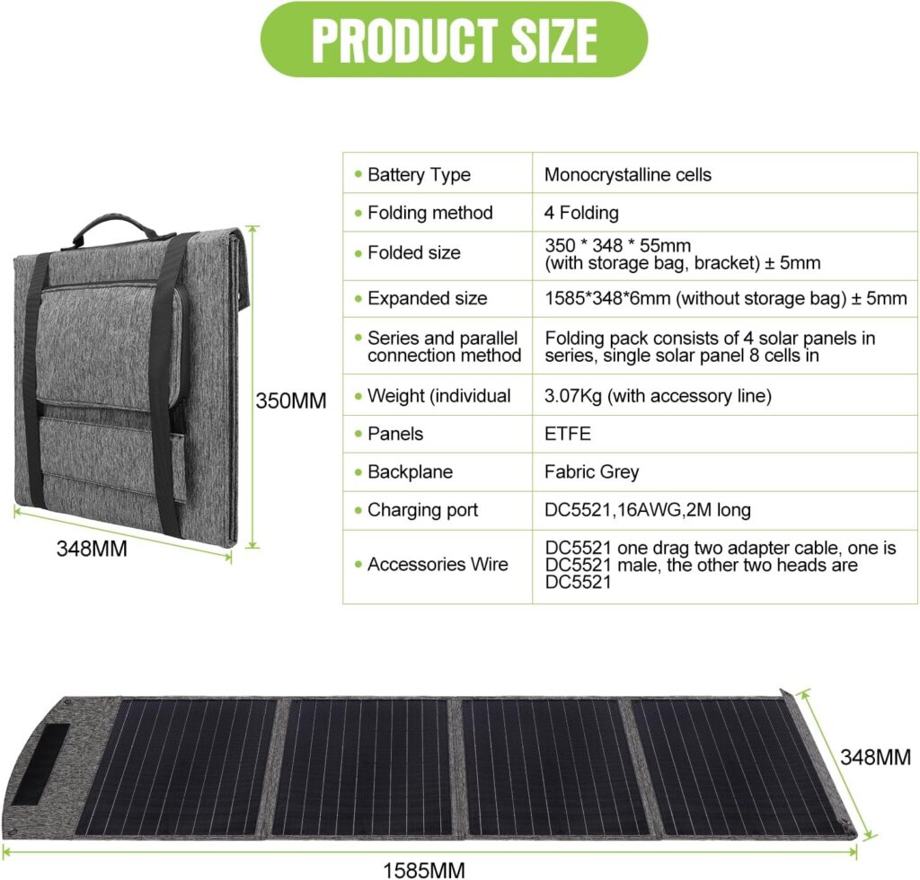 Asixxsix 80W Foldable Solar Panel – Portable Solar Charger With Dual USB & 12V Output For Camping, RV, Hiking