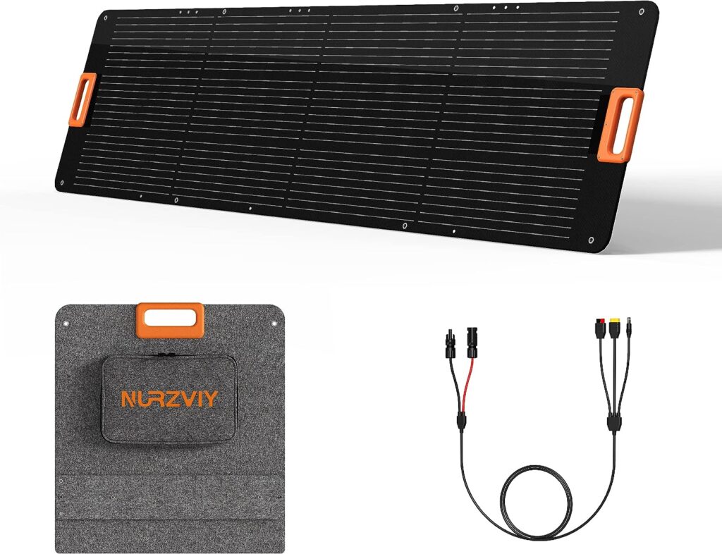 NURZVIY SolarEpoch 200 Watt Portable Solar Panel for Power Station, Waterproof Foldable Solar Cell Solar Charger w/ XT60 Anderson DC 8mm Connector for Camping, Off Grid Living
